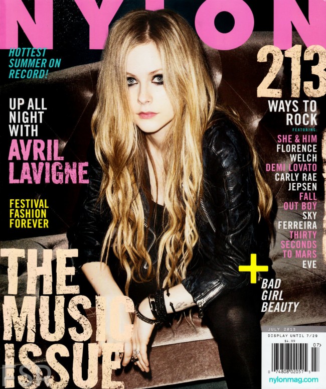 Обзор летних обложек глянцевых журналов 2013: Avril-Lavigne-by-Brooke-Nipar-for-Nylon-US-July-2013-650x775