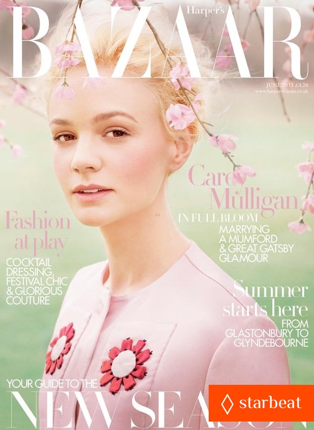 Обзор летних обложек глянцевых журналов 2013: Carey-Mulligan-Covers-‘Harper’s-Bazaar-UK’-June-2013