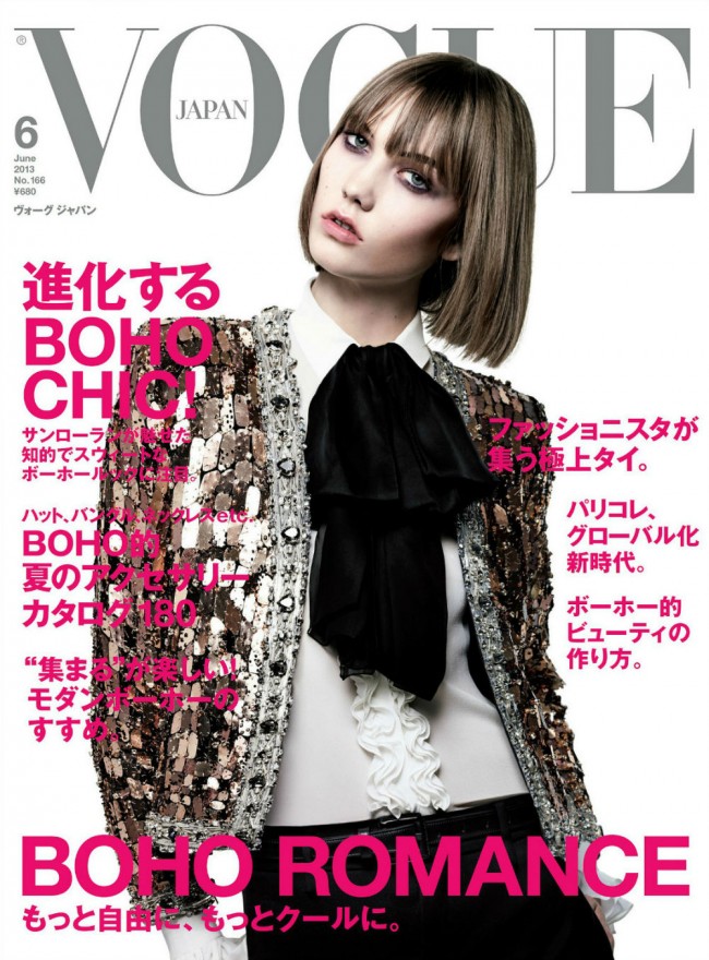 Обзор летних обложек глянцевых журналов 2013: Karlie-Kloss-by-Hedi-Slimane-for-Vogue-Japan-June-2013-650x880